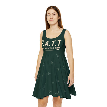 F.A.T.T Women's Flight Skater Dress — Forest Green / Cream