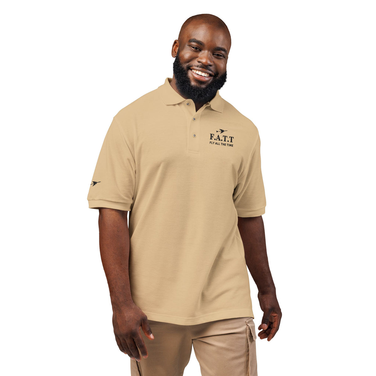 F.A.T.T Signature Embroidered Polo — Stone / Black