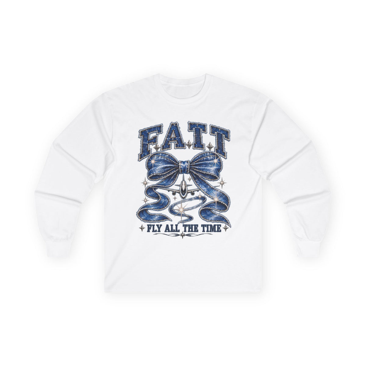F.A.T.T Women’s Denim Bow Graphic Long Sleeve