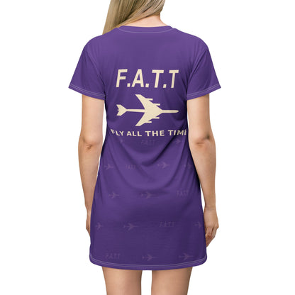 F.A.T.T Women's Flight T-Shirt Dress — Royal Purple / Cream