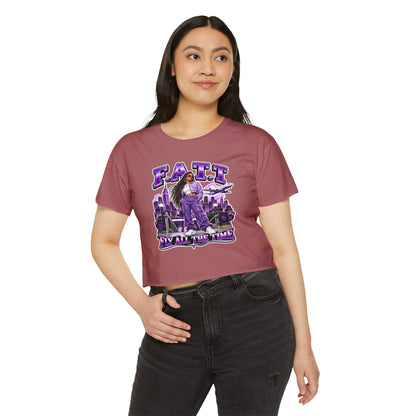 F.A.T.T Women's Purple Skyline Graphic Crop Top