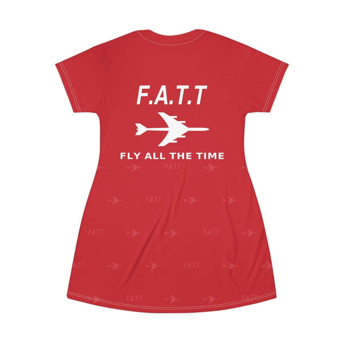 F.A.T.T Women's Flight T-Shirt Dress — Cherry Red / White
