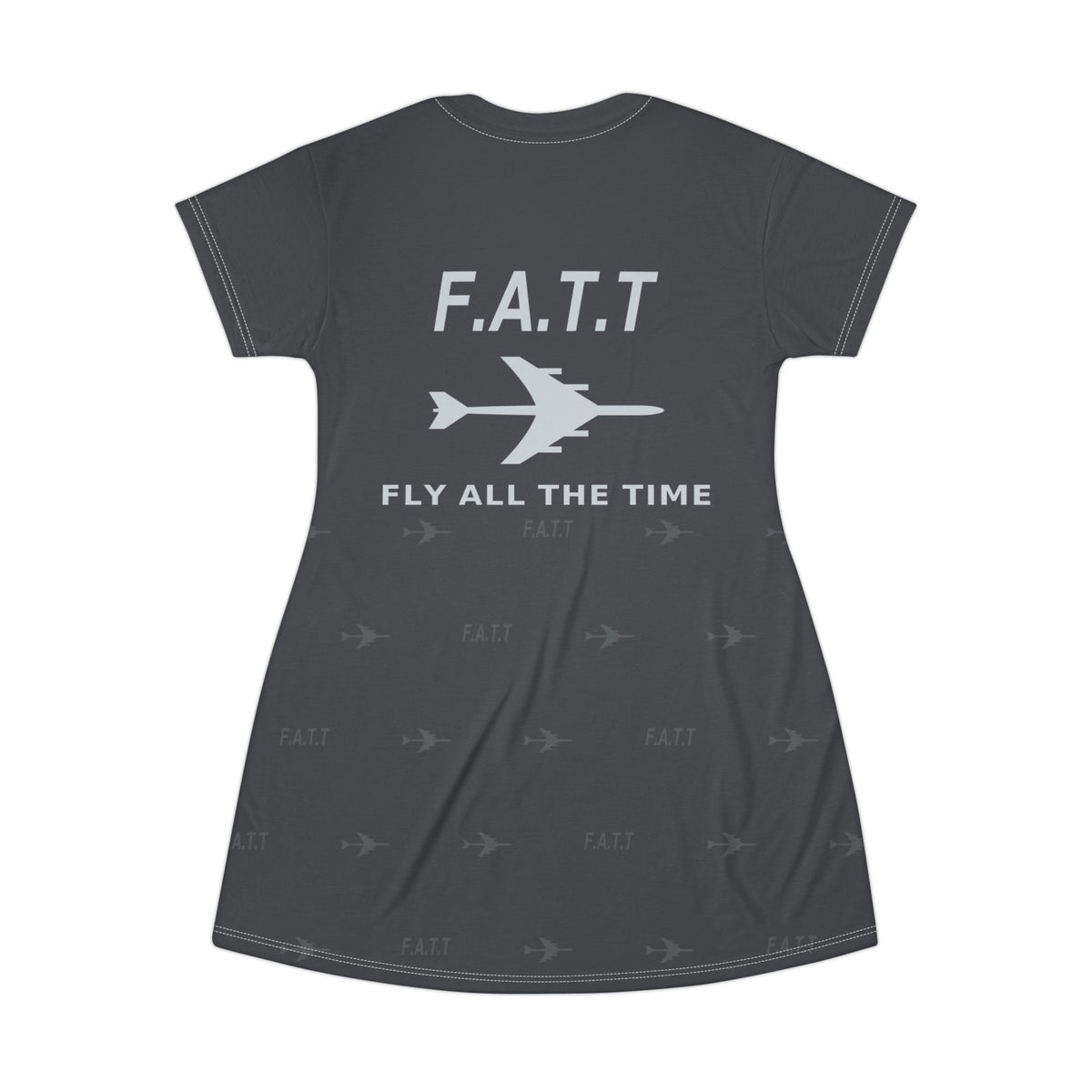 F.A.T.T Women's Flight T-Shirt Dress — Charcoal / Silver