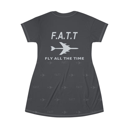 F.A.T.T Women's Flight T-Shirt Dress — Charcoal / Silver