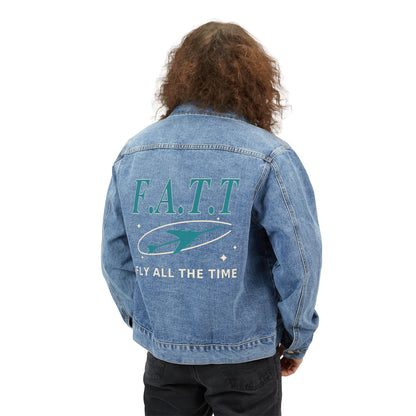 F.A.T.T Men's Flight Denim Jacket — Teal / Cream