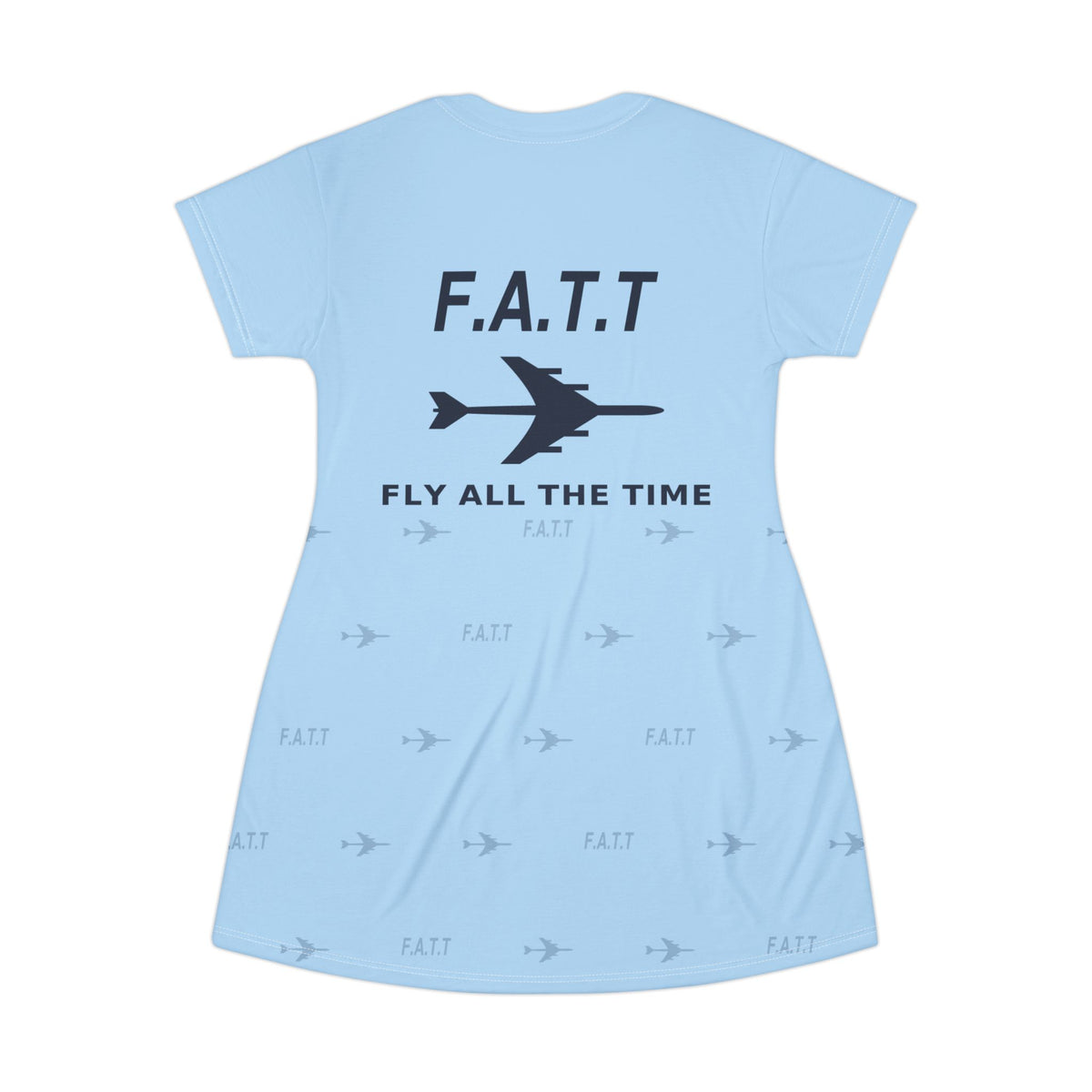 F.A.T.T Women's Flight T-Shirt Dress — Sky Blue / Navy