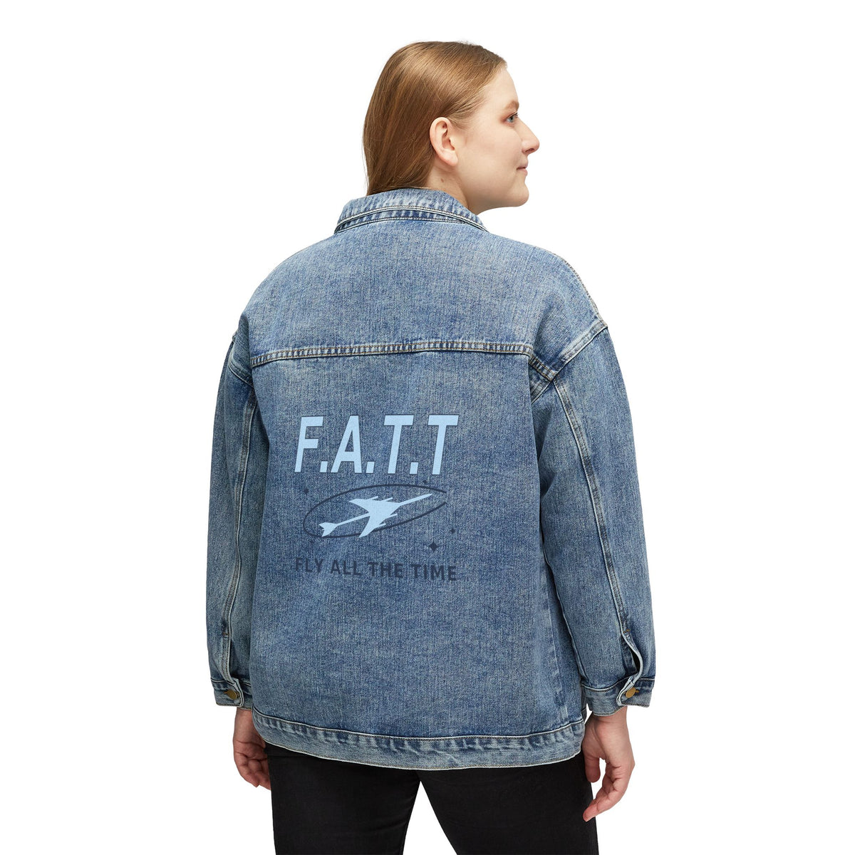 F.A.T.T Women's Flight Denim Jacket — Sky Blue / Navy