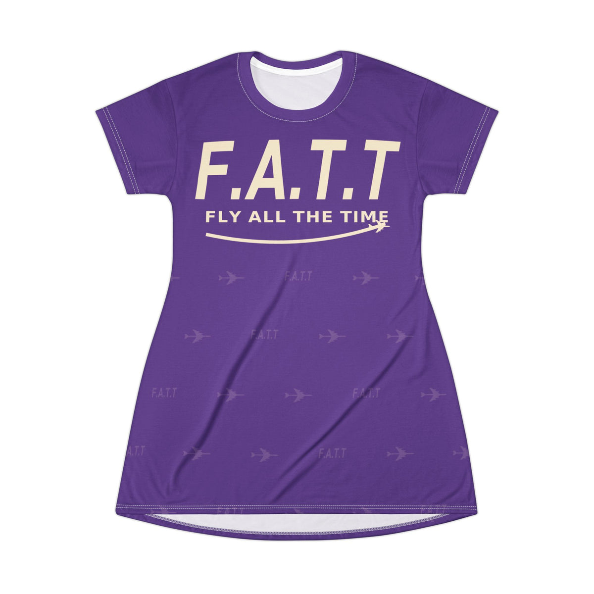 F.A.T.T Women's Flight T-Shirt Dress — Royal Purple / Cream