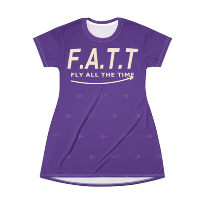 F.A.T.T Women's Flight T-Shirt Dress — Royal Purple / Cream