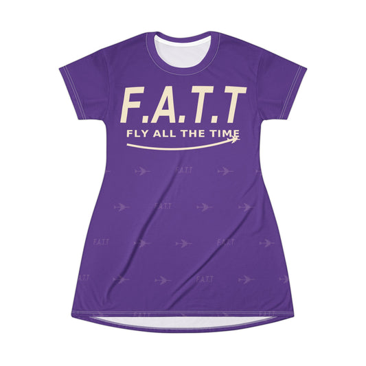 F.A.T.T Women's Flight T-Shirt Dress — Royal Purple / Cream