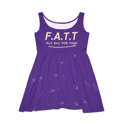 F.A.T.T Women's Flight Skater Dress — Royal Purple / Cream