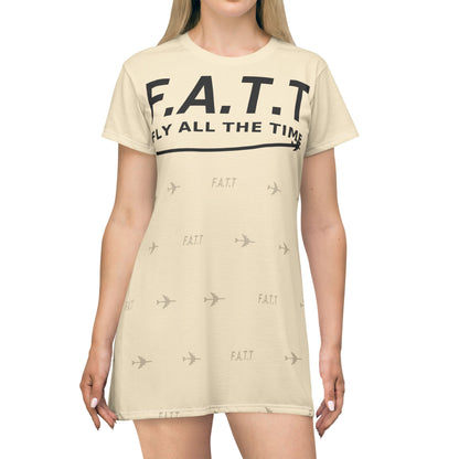 F.A.T.T Women's Flight T-Shirt Dress — Ivory / Black