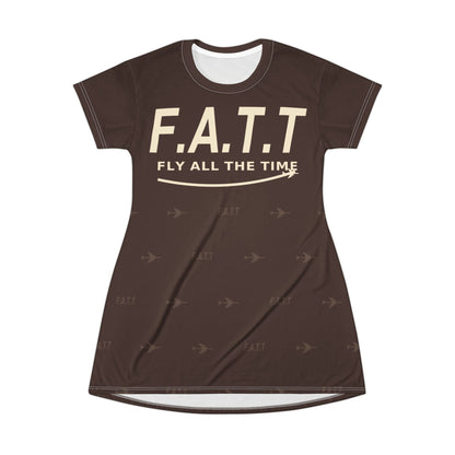 F.A.T.T Women's Flight T-Shirt Dress — Chocolate / Cream