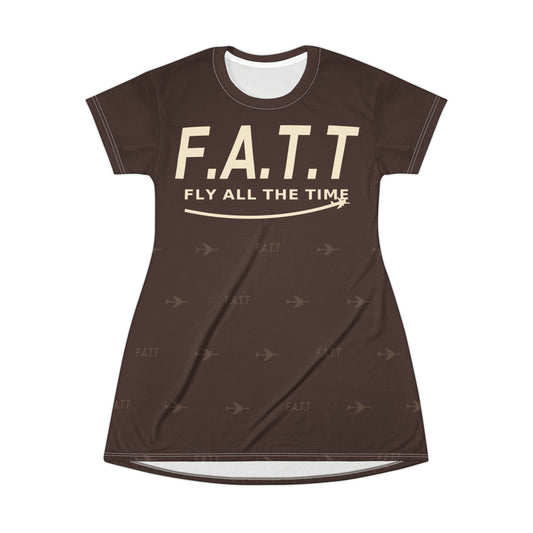 F.A.T.T Women's Flight T-Shirt Dress — Chocolate / Cream