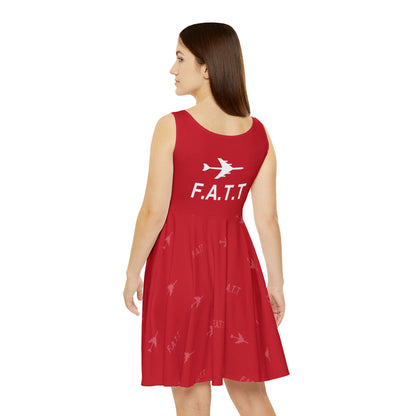 F.A.T.T Women's Flight Skater Dress — Cherry Red / White