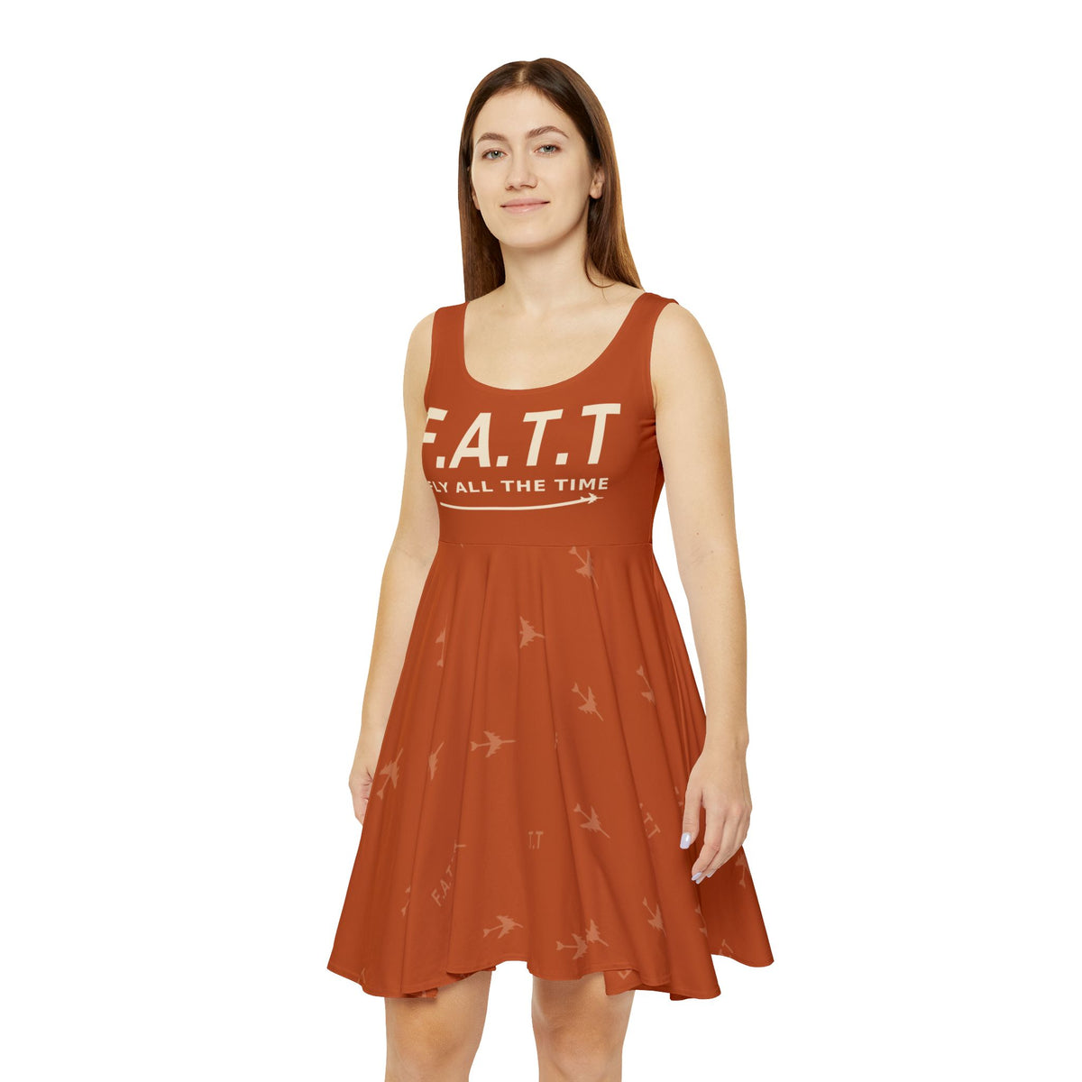 F.A.T.T Women's Flight Skater Dress — Burnt Orange / Cream