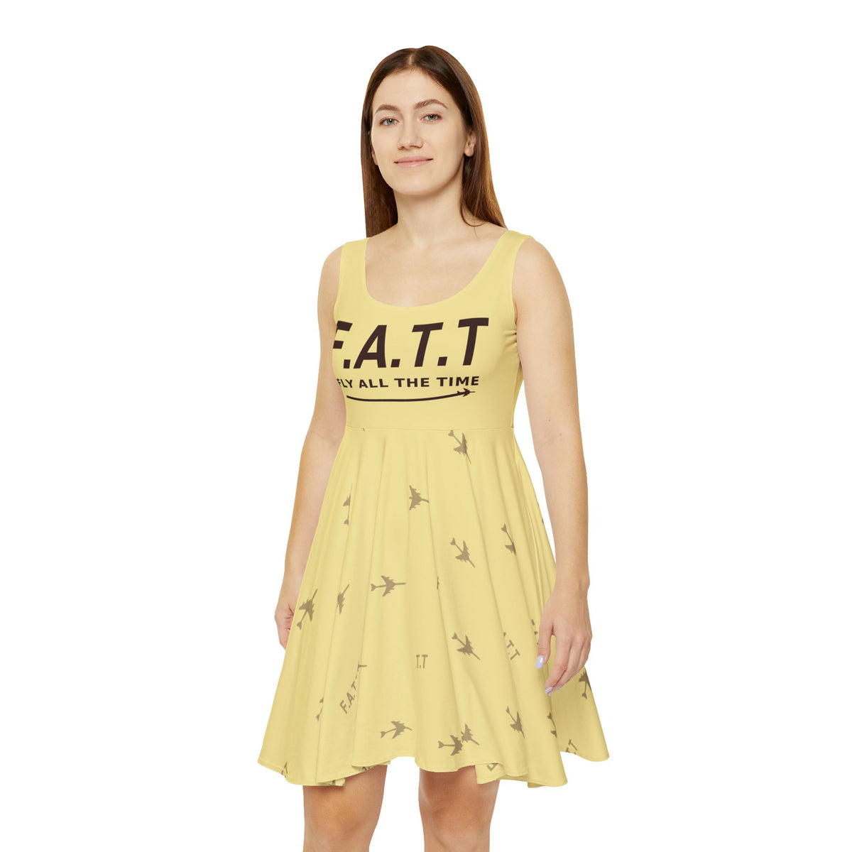 F.A.T.T Women's Flight Skater Dress — Butter Yellow / Chocolate