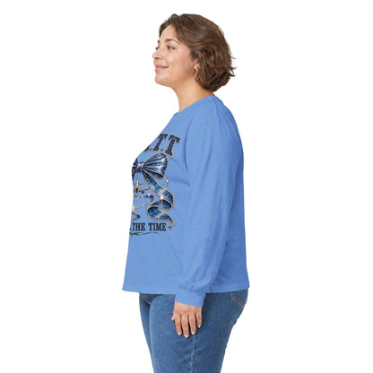 F.A.T.T Women’s Denim Bow Graphic Long Sleeve