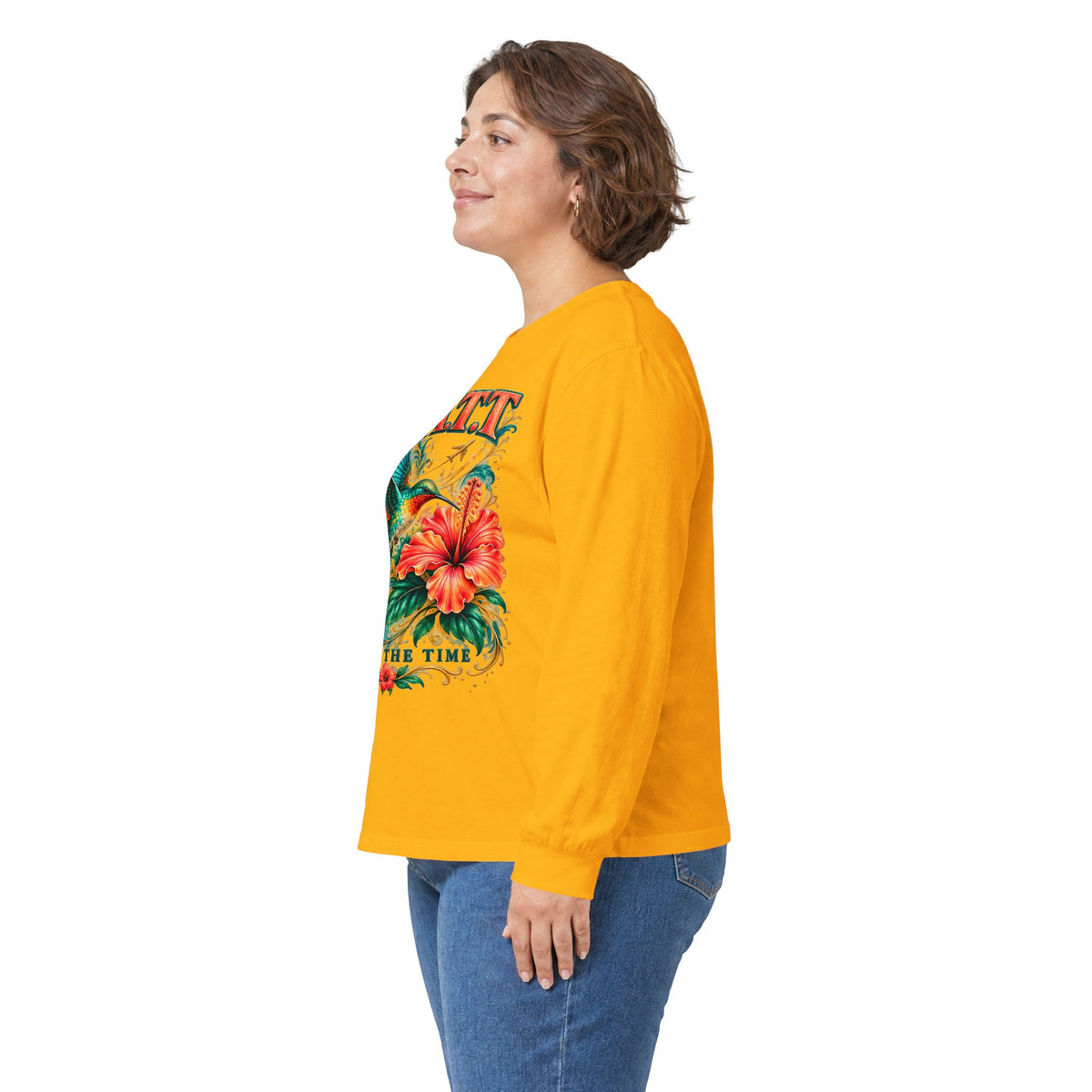F.A.T.T Women’s Hummingbird & Hibiscus Graphic Long Sleeve