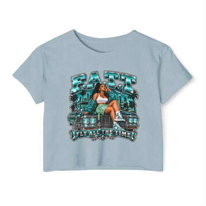 F.A.T.T Women's Teal After Hours Graphic Crop Top