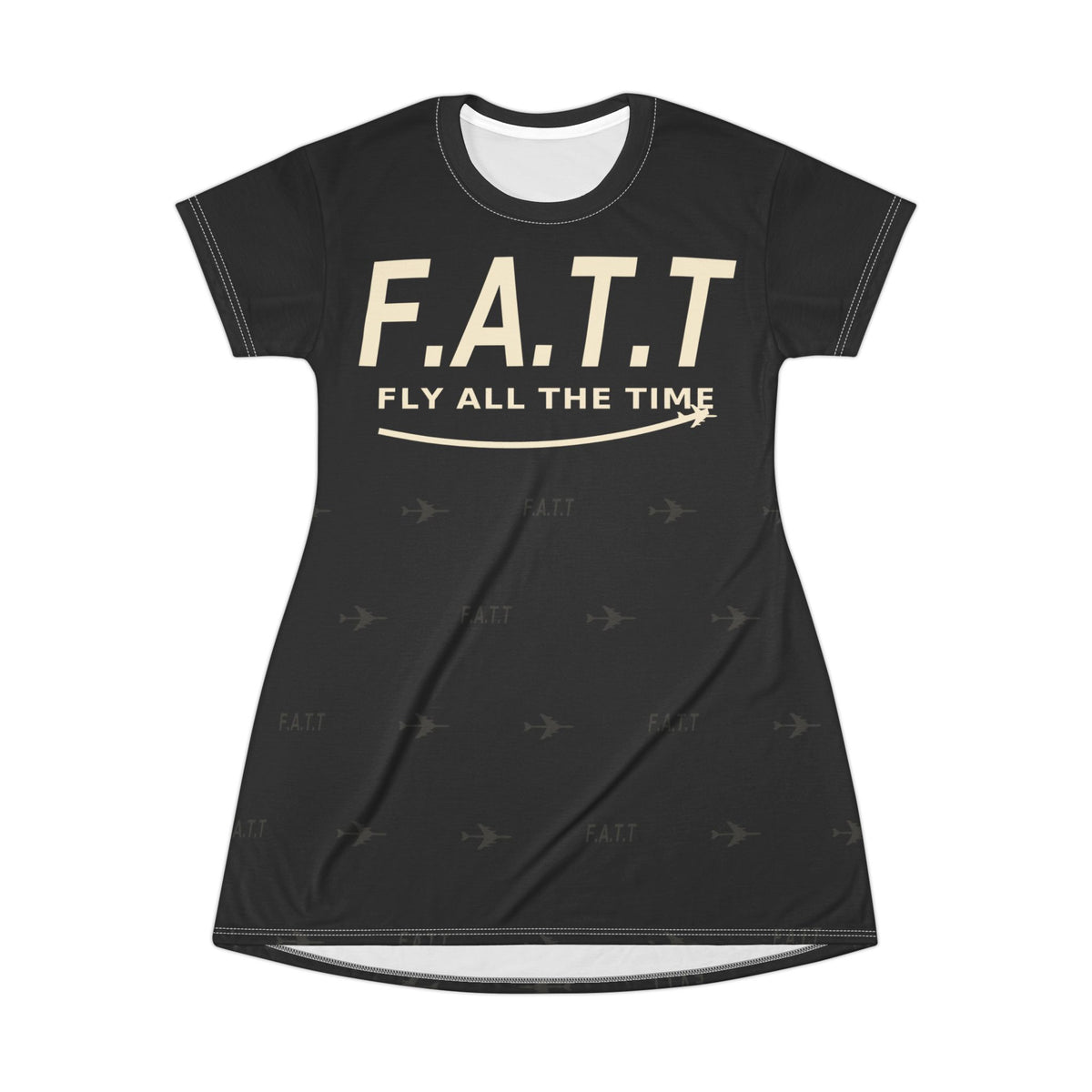 F.A.T.T Women's Flight T-Shirt Dress — Jet Black / Cream