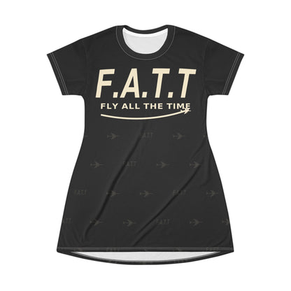 F.A.T.T Women's Flight T-Shirt Dress — Jet Black / Cream