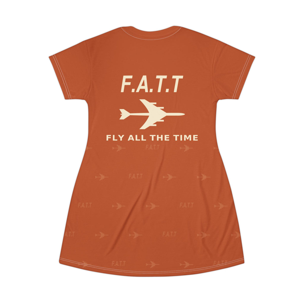 F.A.T.T Women's Flight T-Shirt Dress — Burnt Orange / Cream
