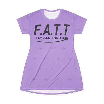 F.A.T.T Women's Flight T-Shirt Dress — Lavender / Charcoal