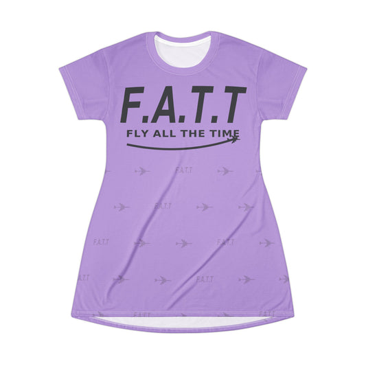 F.A.T.T Women's Flight T-Shirt Dress — Lavender / Charcoal
