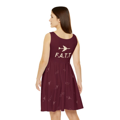 F.A.T.T Women's Flight Skater Dress — Burgundy / Cream