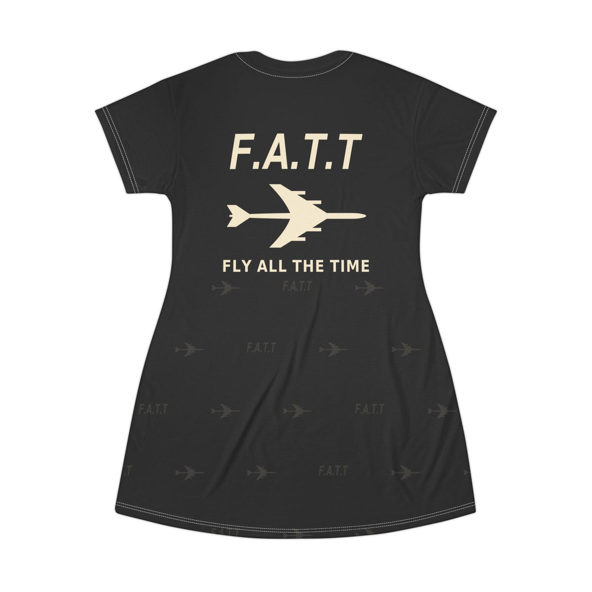F.A.T.T Women's Flight T-Shirt Dress — Jet Black / Cream
