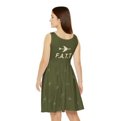 F.A.T.T Women's Flight Skater Dress — Olive / Cream