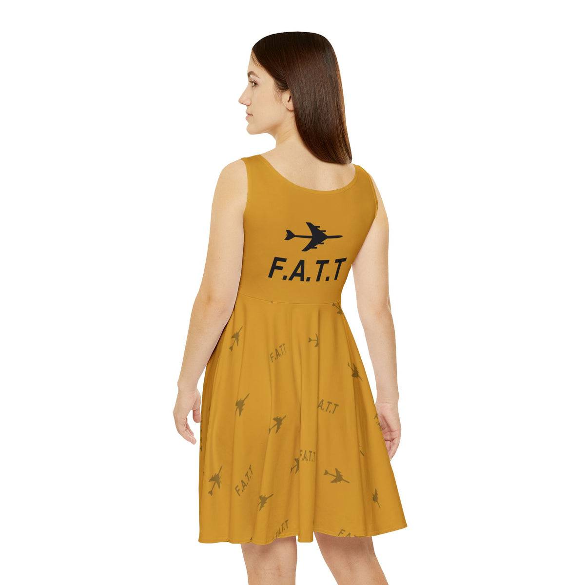 F.A.T.T Women's Flight Skater Dress — Mustard / Black
