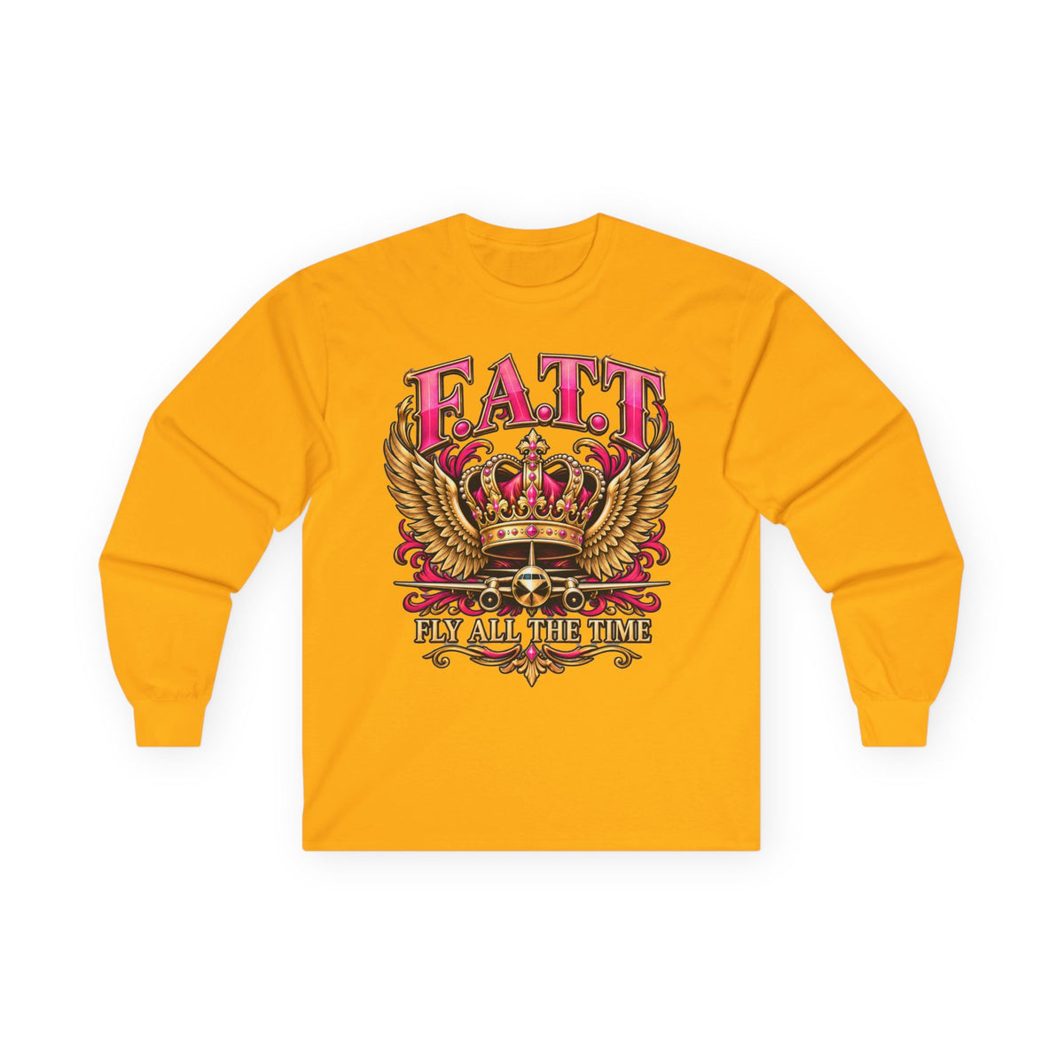 F.A.T.T Women’s Pink & Gold Crown Graphic Long Sleeve