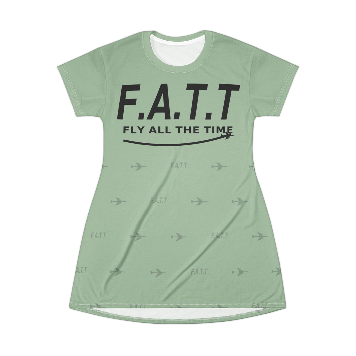 F.A.T.T Women's Flight T-Shirt Dress — Sage / Black