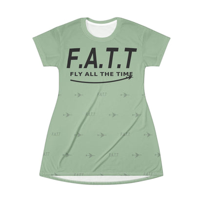 F.A.T.T Women's Flight T-Shirt Dress — Sage / Black