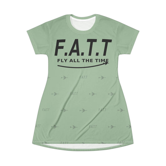 F.A.T.T Women's Flight T-Shirt Dress — Sage / Black