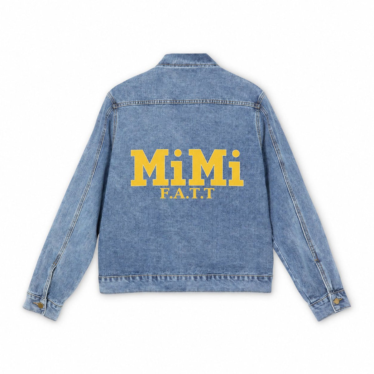 MiMi by FATT Men’s Denim Jacket — Yellow Back Print