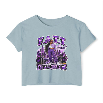 F.A.T.T Women's Purple Skyline Graphic Crop Top