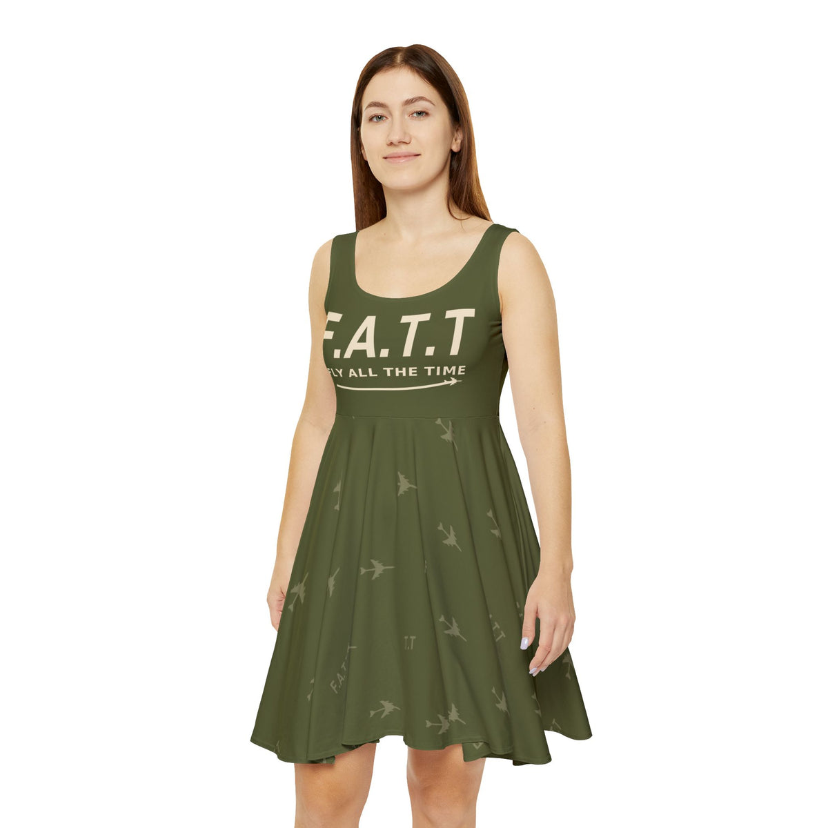 F.A.T.T Women's Flight Skater Dress — Olive / Cream