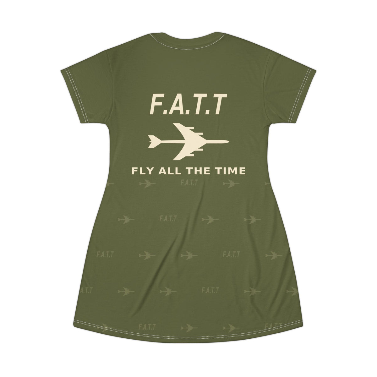 F.A.T.T Women's Flight T-Shirt Dress — Olive / Cream