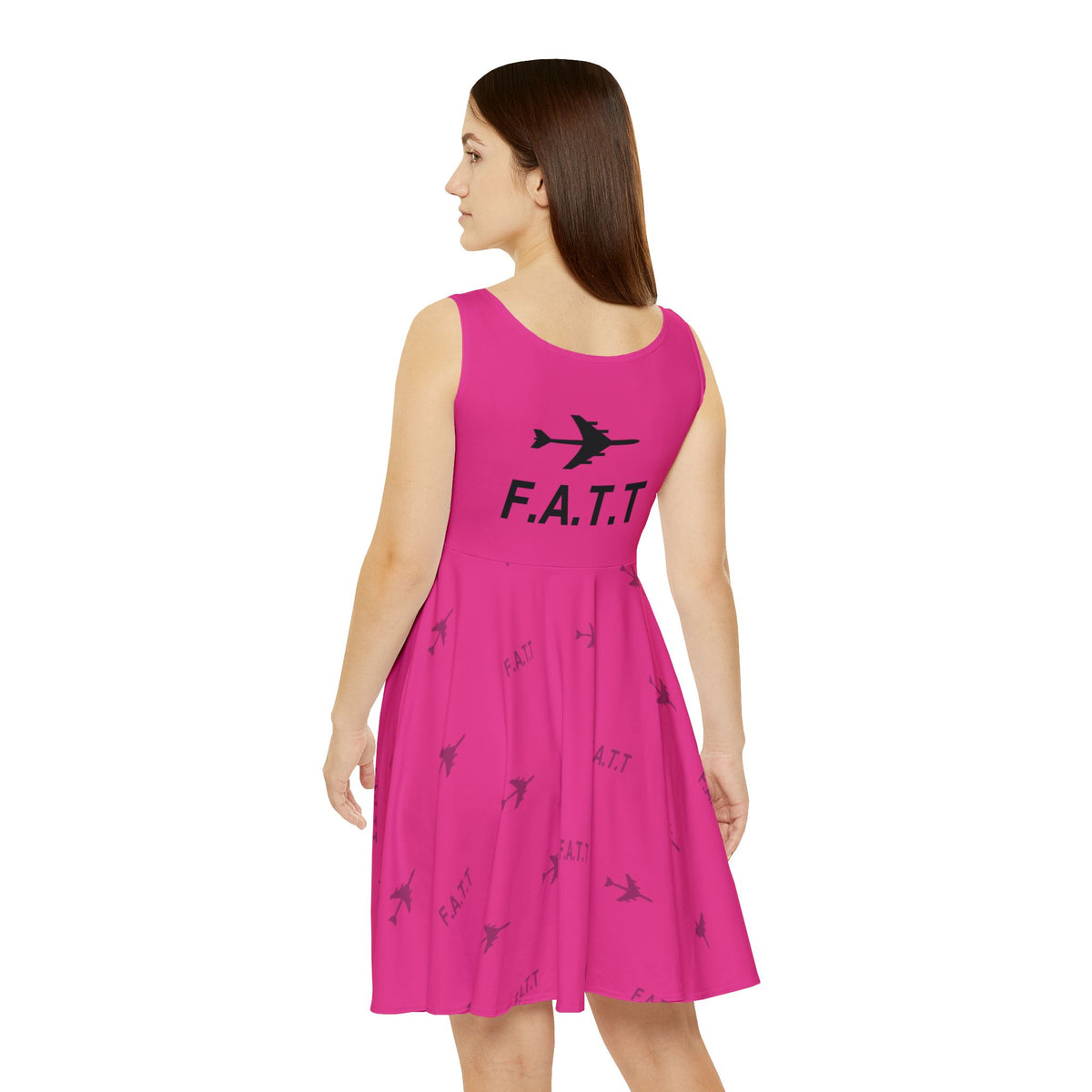F.A.T.T Women's Flight Skater Dress — Hot Pink / Black