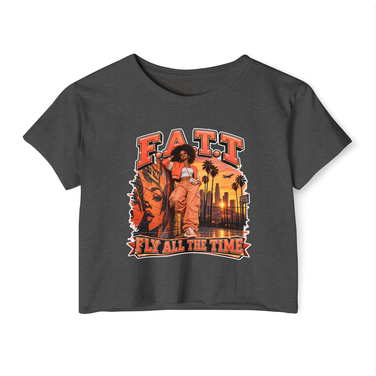 F.A.T.T Women's Coral Sunset Graphic Crop Top
