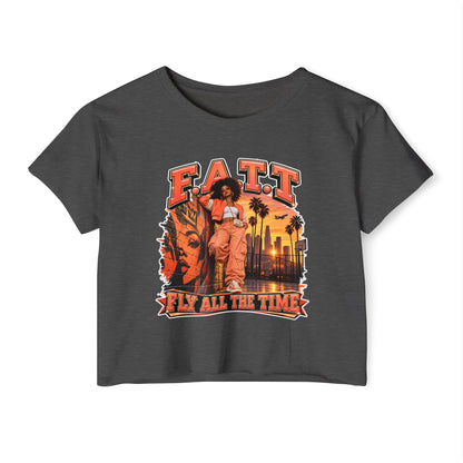 F.A.T.T Women's Coral Sunset Graphic Crop Top