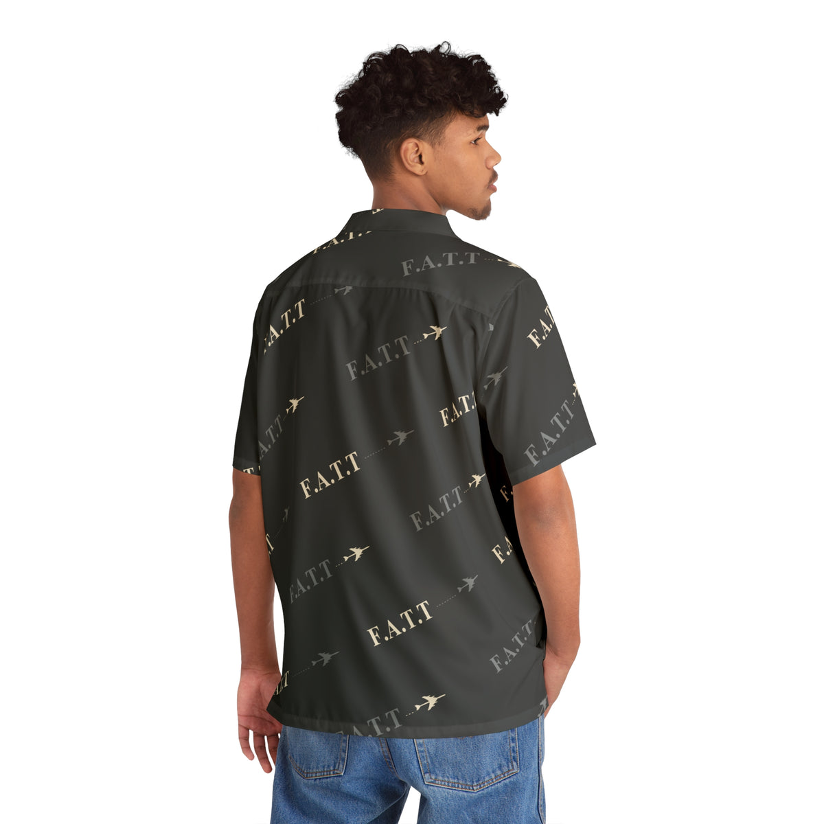 F.A.T.T Flight Monogram Button-Up — Steel Grey / Ivory