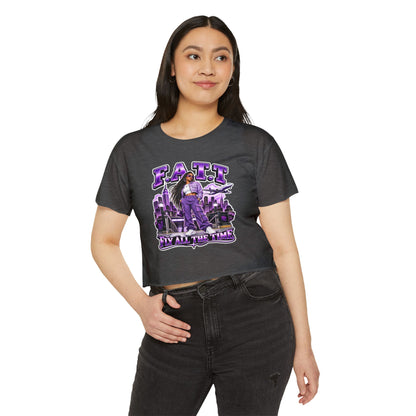 F.A.T.T Women's Purple Skyline Graphic Crop Top