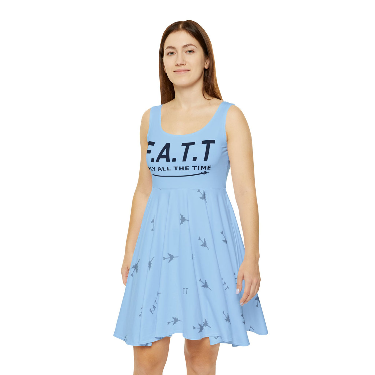 F.A.T.T Women's Flight Skater Dress — Sky Blue / Navy