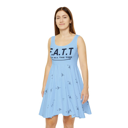F.A.T.T Women's Flight Skater Dress — Sky Blue / Navy