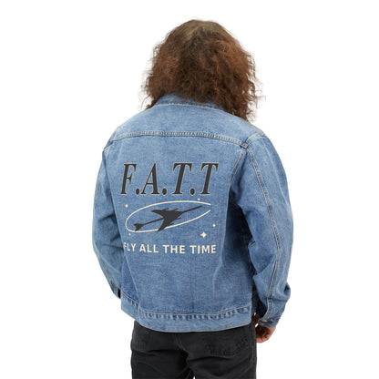 F.A.T.T Men's Flight Denim Jacket — Jet Black / Cream