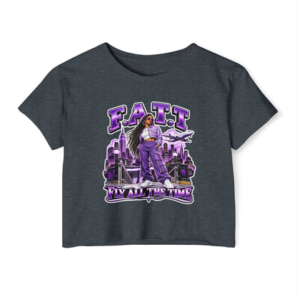 F.A.T.T Women's Purple Skyline Graphic Crop Top